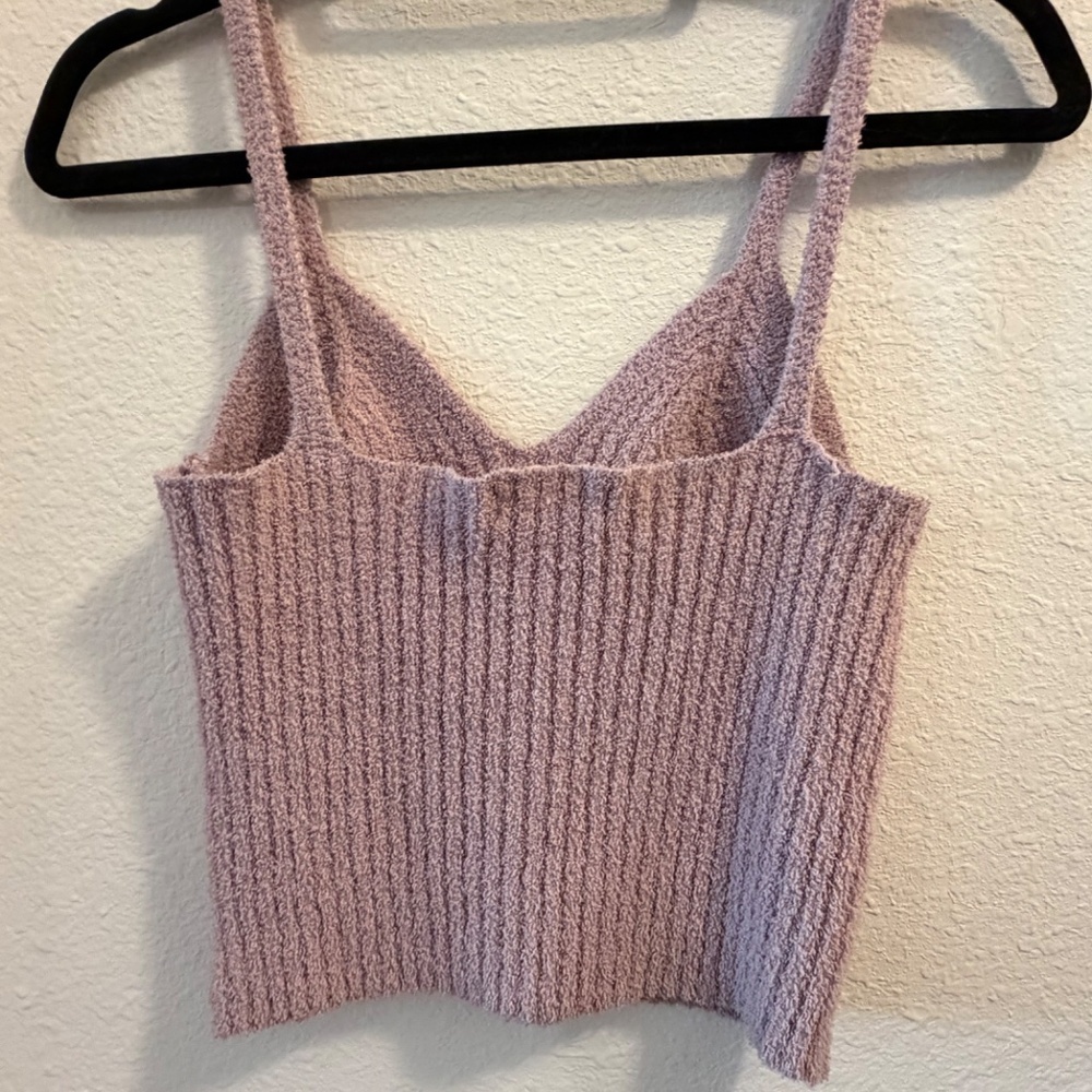 Altar’d State Cozy Mauve Sherpa Knit Tank Top | Size L - Picture 5 of 6